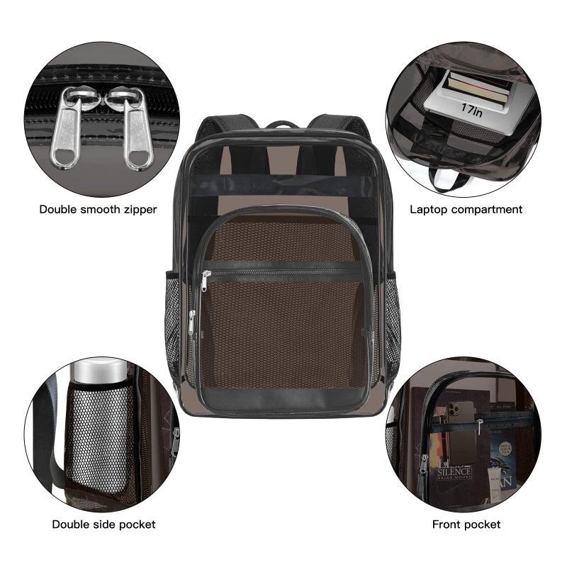 SDFGHG Clear Backpack  Clear Bookbag for School  Waterproof PVC Plastic Material  Reinforced Shoulder Straps Heavy Duty Transparent Backpack  See-Through Schoolbag for Sports Stadiums Work  Travel  College - Image 3